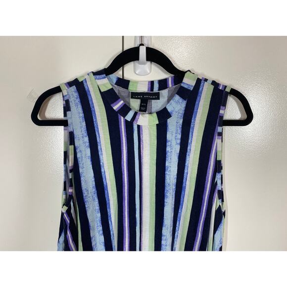 Lane Bryant Sleeveless High Neck Tunic A Line Stripes Top Size 10 / 12 - Picture 3 of 8